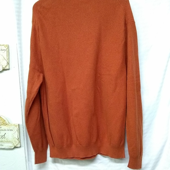 Jos A. Bank Men's Sweater Rust 1/4 Zip Cotton Pullover Sz 2XL/50 - Picture 2 of 6